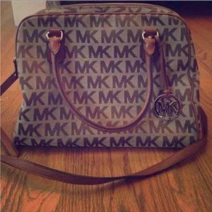 MK zip closure logo satchel bag